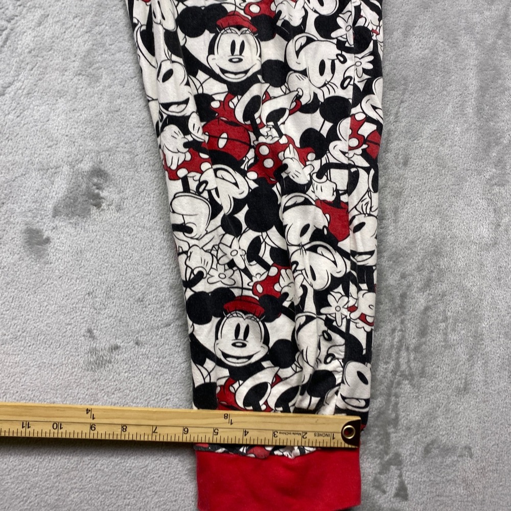 Disney Minnie Mouse All Over‎ Print Hooded Pajama Onesie Sleepwear Red Trim Sz M - Picture 9 of 11